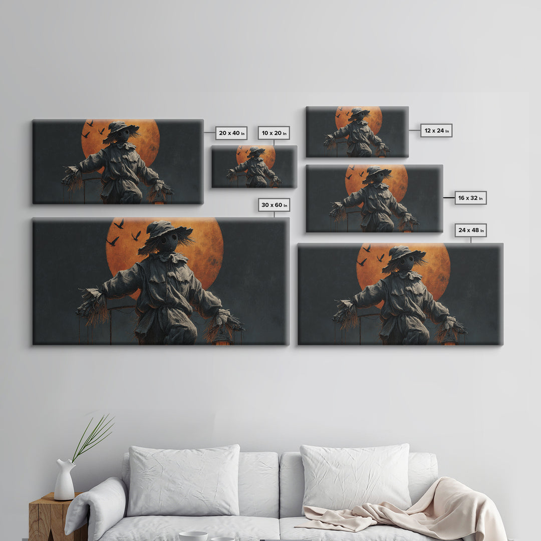 The Living Scarecrow, Wide Panoramic Art, Dark Fantasy Wall Art, Canvas Print, Halloween Wall Decor, Gothic Home Decor, Statement Wall Art