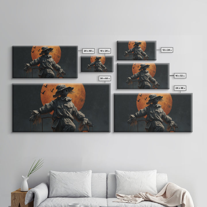 The Living Scarecrow, Wide Panoramic Art, Dark Fantasy Wall Art, Canvas Print, Halloween Wall Decor, Gothic Home Decor, Statement Wall Art