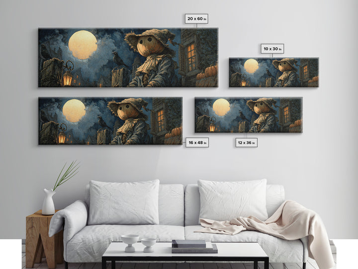 The Living Scarecrow, Extra Wide Wall Art, Gothic Horror Wall Art, Framed Canvas Print, Halloween Wall Decor, Gothic Home Decor