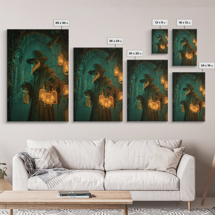 The Plague Doctor, Vertical Wall Art, Spooky Home Decor, Canvas Print, Halloween Wall Decor, Gothic Home Decor, Macabre Wall Art