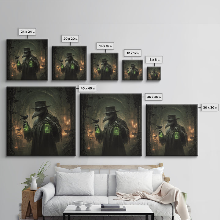 The Plague Doctor, Square Wall Art, Dark Halloween Decor, Canvas Print, Halloween Wall Decor, Gothic Home Decor, Collectible Wall Decor