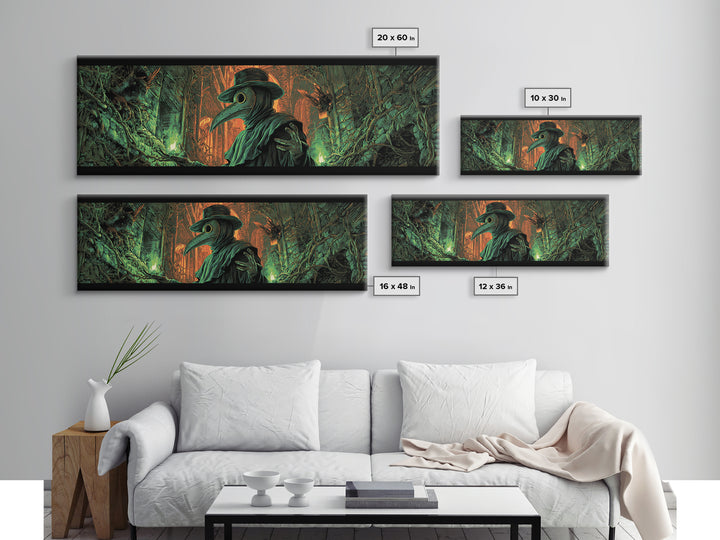 The Plague Doctor, Extra Wide Wall Art, Haunted Gothic Art, Framed Canvas Print, Halloween Wall Decor, Gothic Home Decor, Spooky Wall Decor