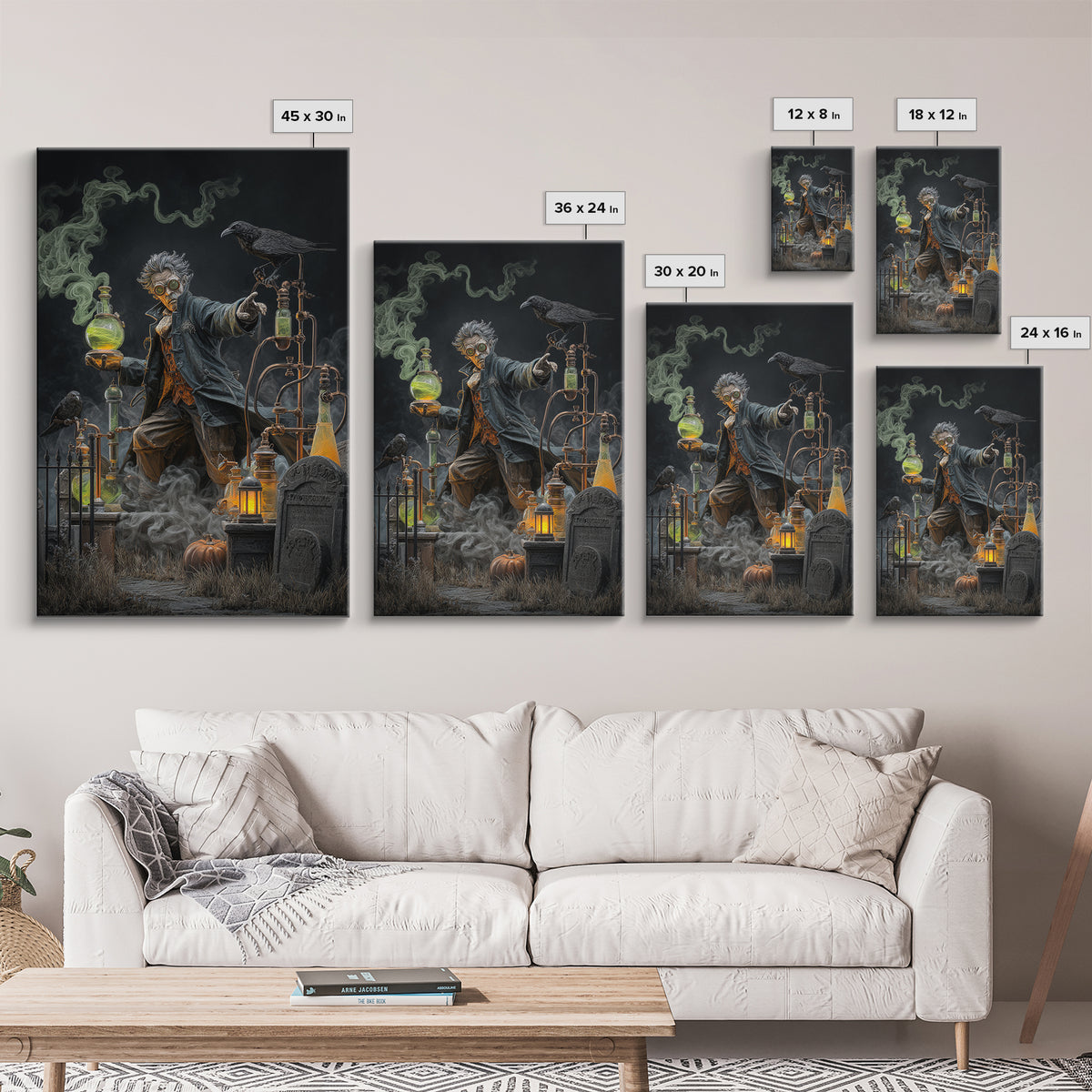 The Mad Alchemist, Vertical Wall Art, Macabre Wall Art, Framed Canvas Print, Halloween Wall Decor, Gothic Home Decor, Spooky Wall Decor