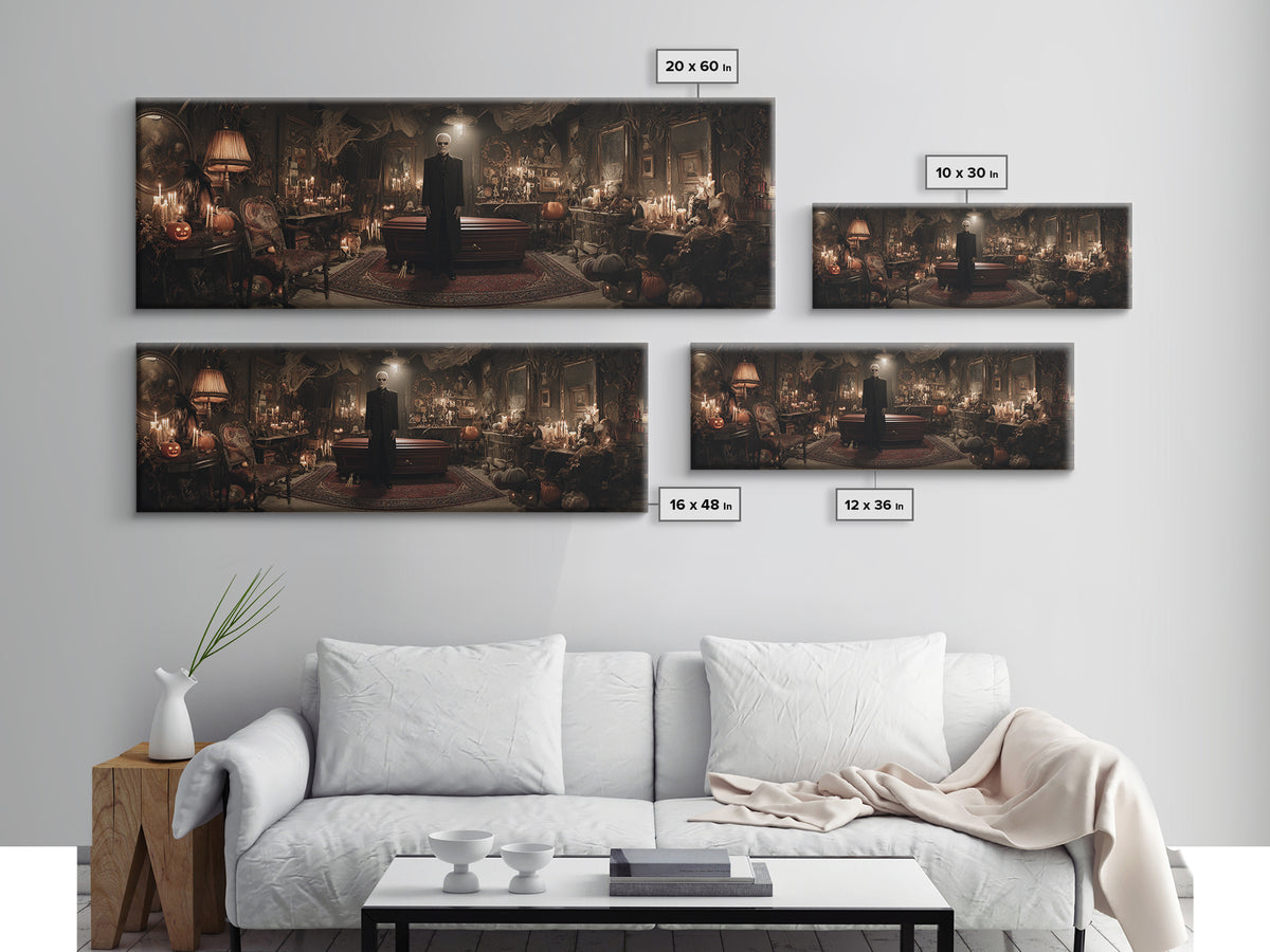 The Sinister Undertaker, Extra Wide Wall Art, Dark Halloween Decor, Canvas Print, Halloween Wall Decor, Gothic Home Decor, Horror Wall Art