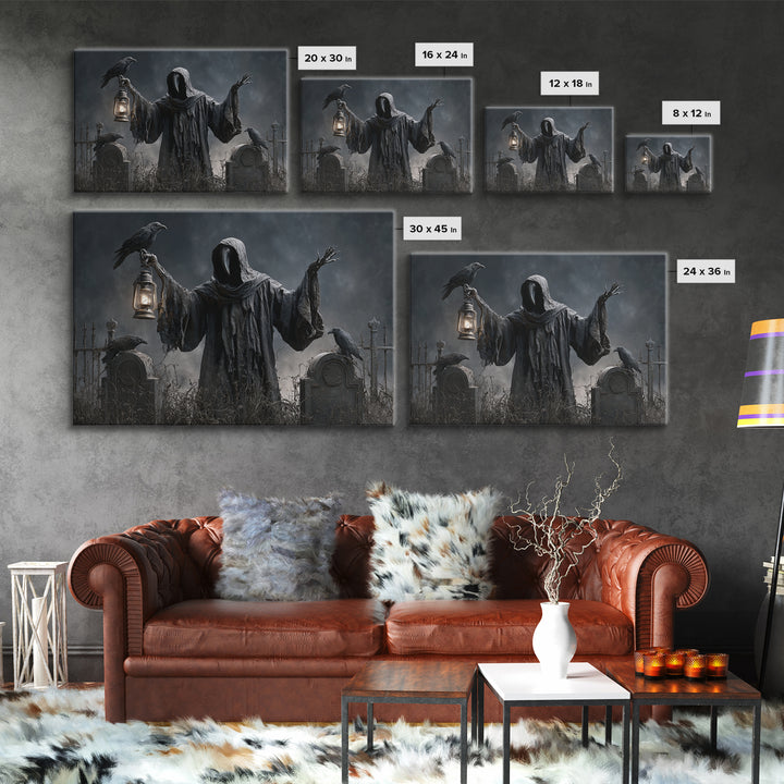 The Raven Keeper, Landscape Wall Art, Macabre Wall Art, Framed Canvas Print, Halloween Wall Decor, Gothic Home Decor, Spooky Wall Decor