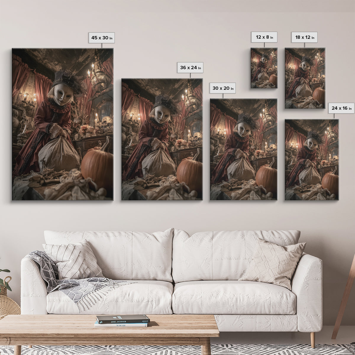 The Masked Candy Collector, Vertical Wall Art, Spooky Home Decor, Canvas Print, Halloween Wall Decor, Gothic Home Decor, Spooky Wall Decor
