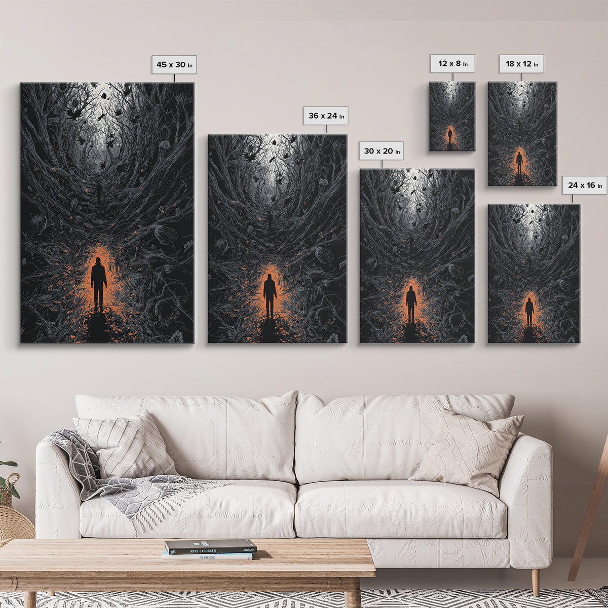 The Shadow Person, Vertical Wall Art, Dark Halloween Decor, Canvas Print, Halloween Wall Decor, Gothic Home Decor, Macabre Wall Art
