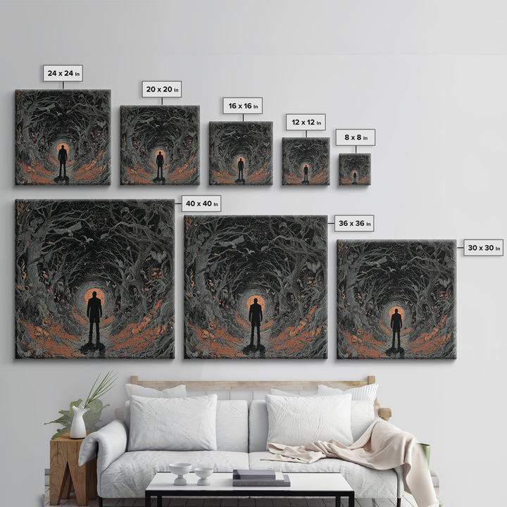 The Shadow Person, Square Wall Art, Dark Halloween Decor, Canvas Print, Halloween Wall Decor, Gothic Home Decor, Horror Wall Art