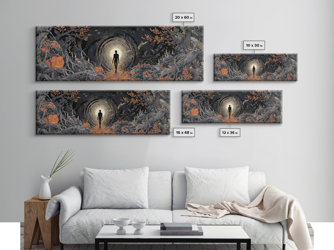 The Shadow Person, Extra Wide Wall Art, Spooky Home Decor, Canvas Print, Halloween Wall Decor, Gothic Home Decor, Halloween Decor
