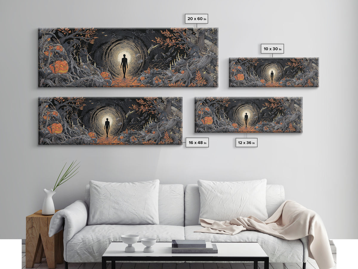 The Shadow Person, Extra Wide Wall Art, Spooky Home Decor, Canvas Print, Halloween Wall Decor, Gothic Home Decor, Halloween Decor