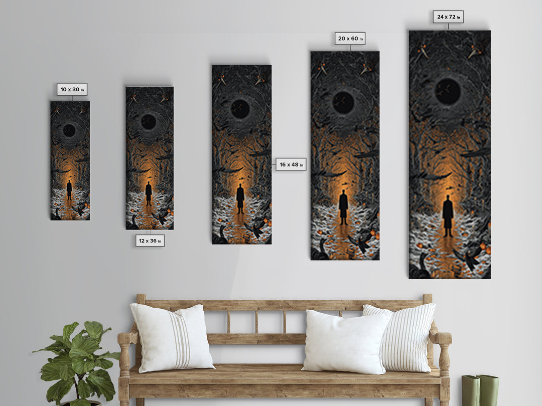 The Shadow Person, Tall Narrow Wall Art, Haunted Gothic Art, Framed Canvas Print, Halloween Wall Decor, Gothic Home Decor, Dark Fantasy Art