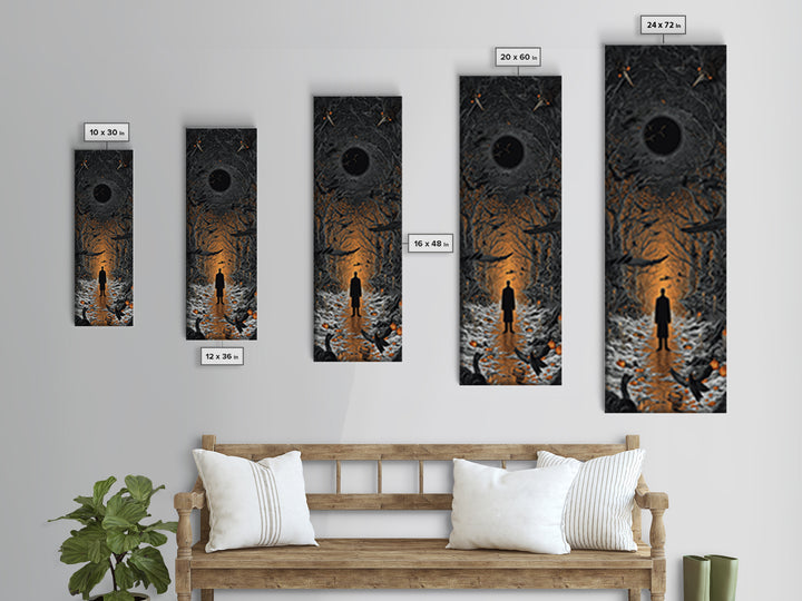 The Shadow Person, Tall Narrow Wall Art, Haunted Gothic Art, Framed Canvas Print, Halloween Wall Decor, Gothic Home Decor, Dark Fantasy Art