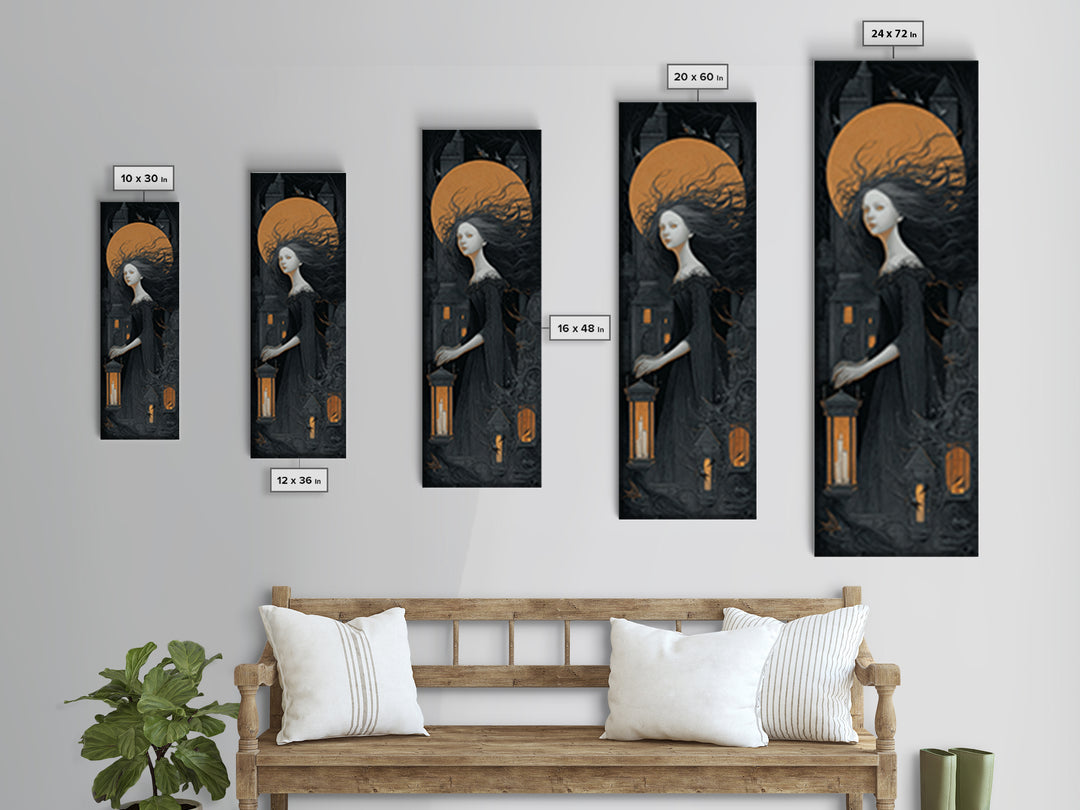 The Banshee Singer, Tall Narrow Wall Art, Dark Halloween Decor, Canvas Print, Halloween Wall Decor, Gothic Home Decor, Halloween Wall Art