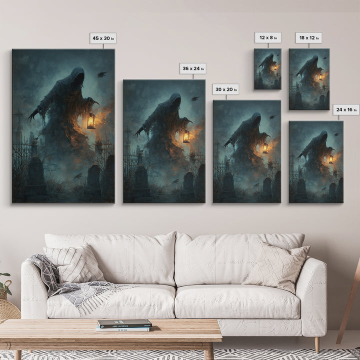 The Tattered Wraith, Vertical Wall Art, Gothic Horror Wall Art, Framed Canvas Print, Halloween Wall Decor, Gothic Home Decor