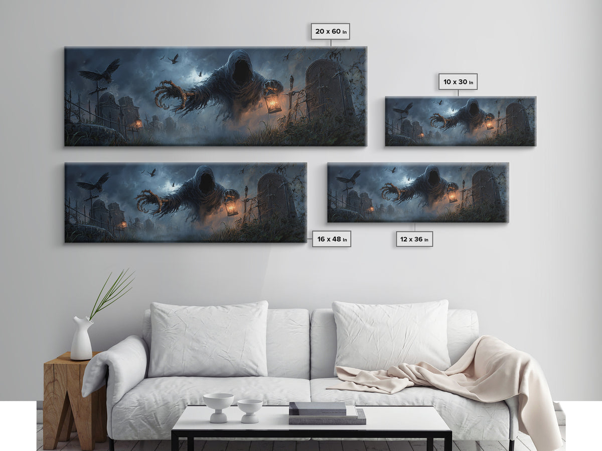 The Tattered Wraith, Extra Wide Wall Art, Dark Fantasy Wall Art, Canvas Print, Halloween Wall Decor, Gothic Home Decor, Halloween Wall Art