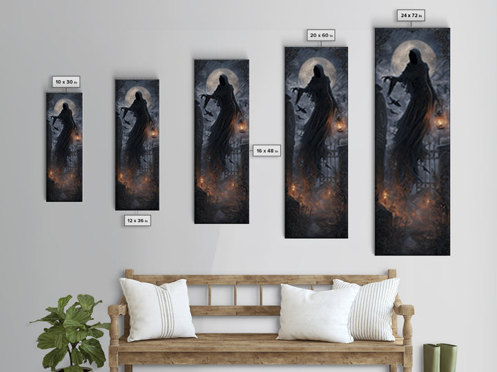 The Tattered Wraith, Tall Narrow Wall Art, Haunted Gothic Art, Framed Canvas Print, Halloween Wall Decor, Gothic Home Decor, Horror Wall Art