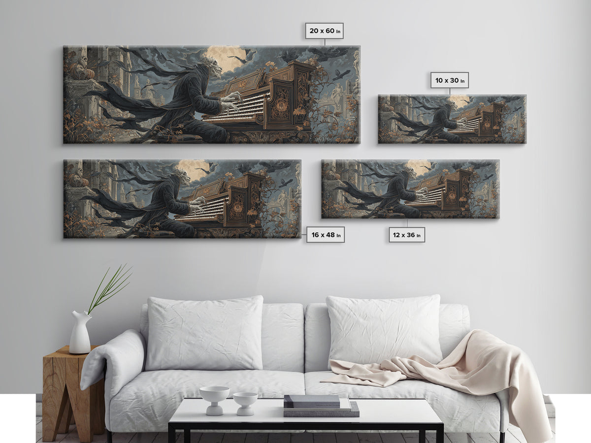 The Phantom Organist, Extra Wide Wall Art, Dark Halloween Decor, Canvas Print, Halloween Wall Decor, Gothic Home Decor, Spooky Wall Decor