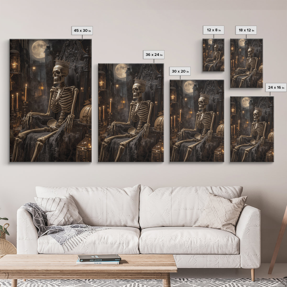 The Bone Queen, Vertical Wall Art, Dark Halloween Decor, Canvas Print, Halloween Wall Decor, Gothic Home Decor, Spooky Wall Decor