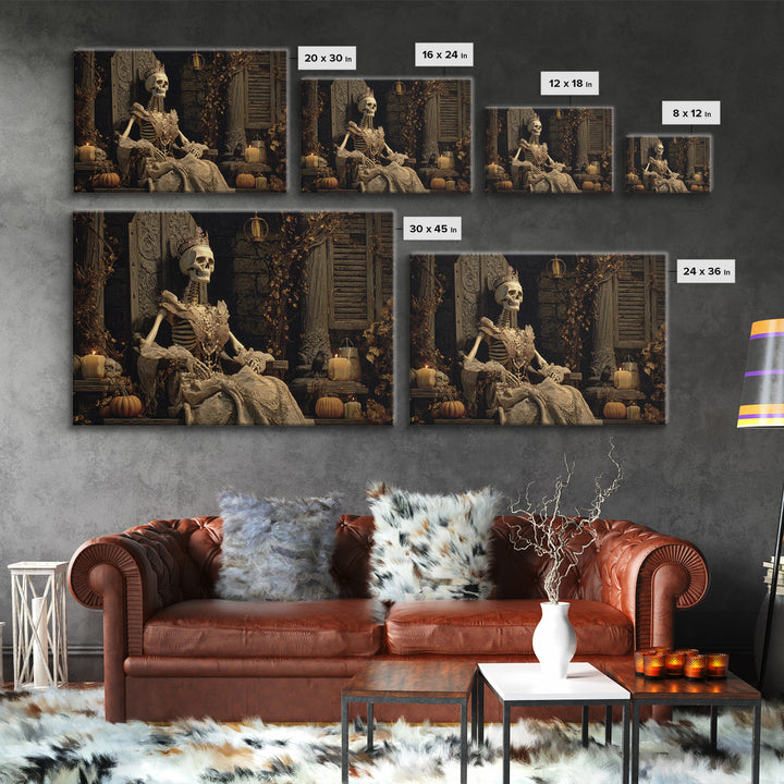 The Bone Queen, Landscape Wall Art, Gothic Horror Wall Art, Framed Canvas Print, Halloween Wall Decor, Gothic Home Decor, Macabre Wall Art