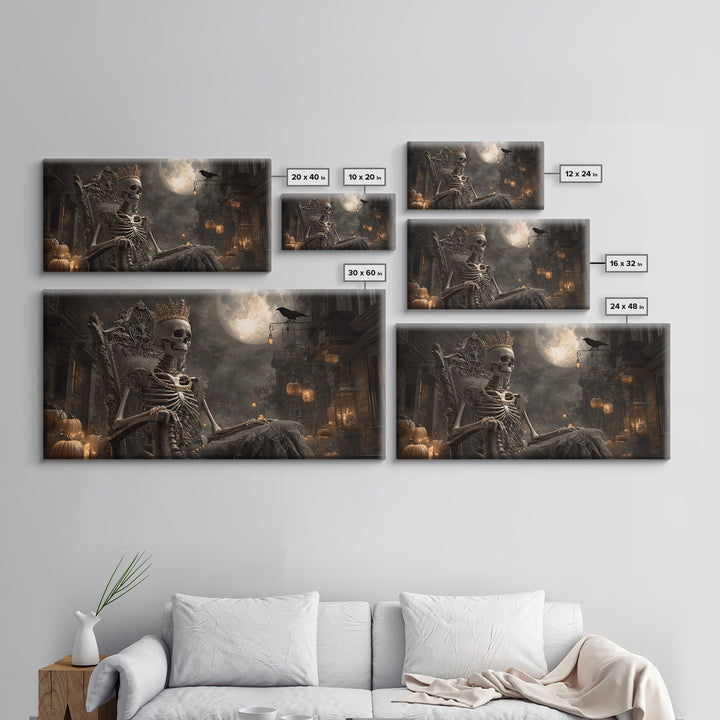 The Bone Queen, Wide Panoramic Art, Dark Halloween Decor, Canvas Print, Halloween Wall Decor, Gothic Home Decor, Collectible Wall Decor