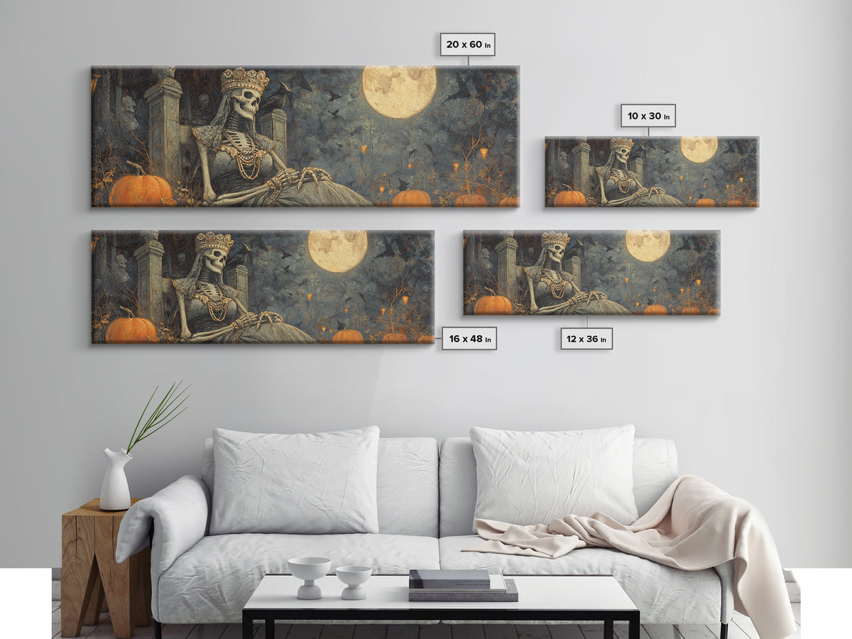 The Bone Queen, Extra Wide Wall Art, Dark Halloween Decor, Canvas Print, Halloween Wall Decor, Gothic Home Decor, Spooky Wall Decor