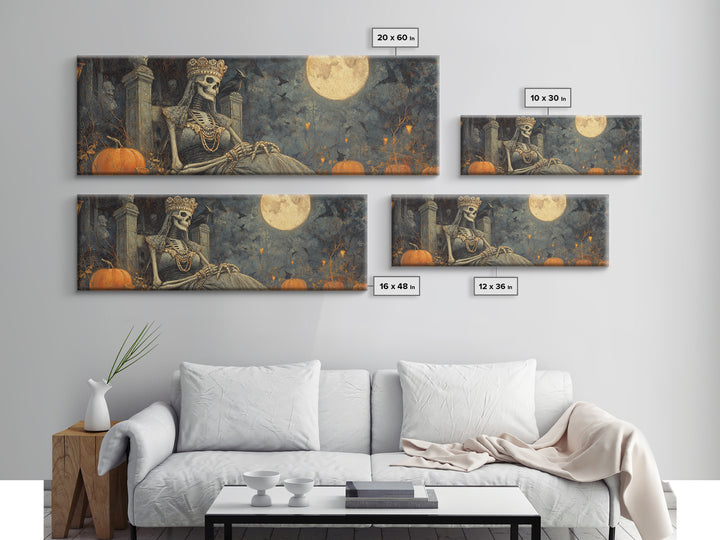 The Bone Queen, Extra Wide Wall Art, Dark Halloween Decor, Canvas Print, Halloween Wall Decor, Gothic Home Decor, Spooky Wall Decor