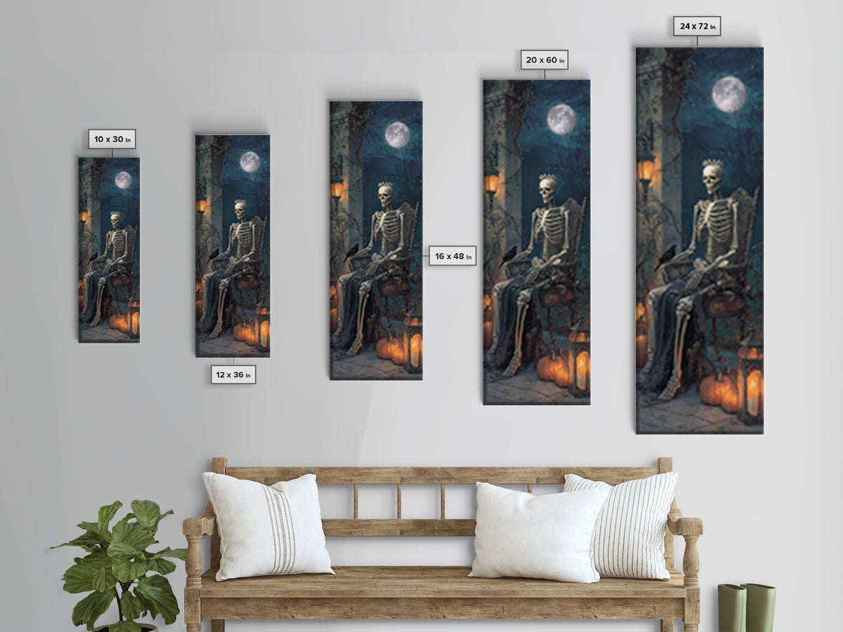 The Bone Queen, Tall Narrow Wall Art, Gothic Horror Wall Art, Framed Canvas Print, Halloween Wall Decor, Gothic Home Decor