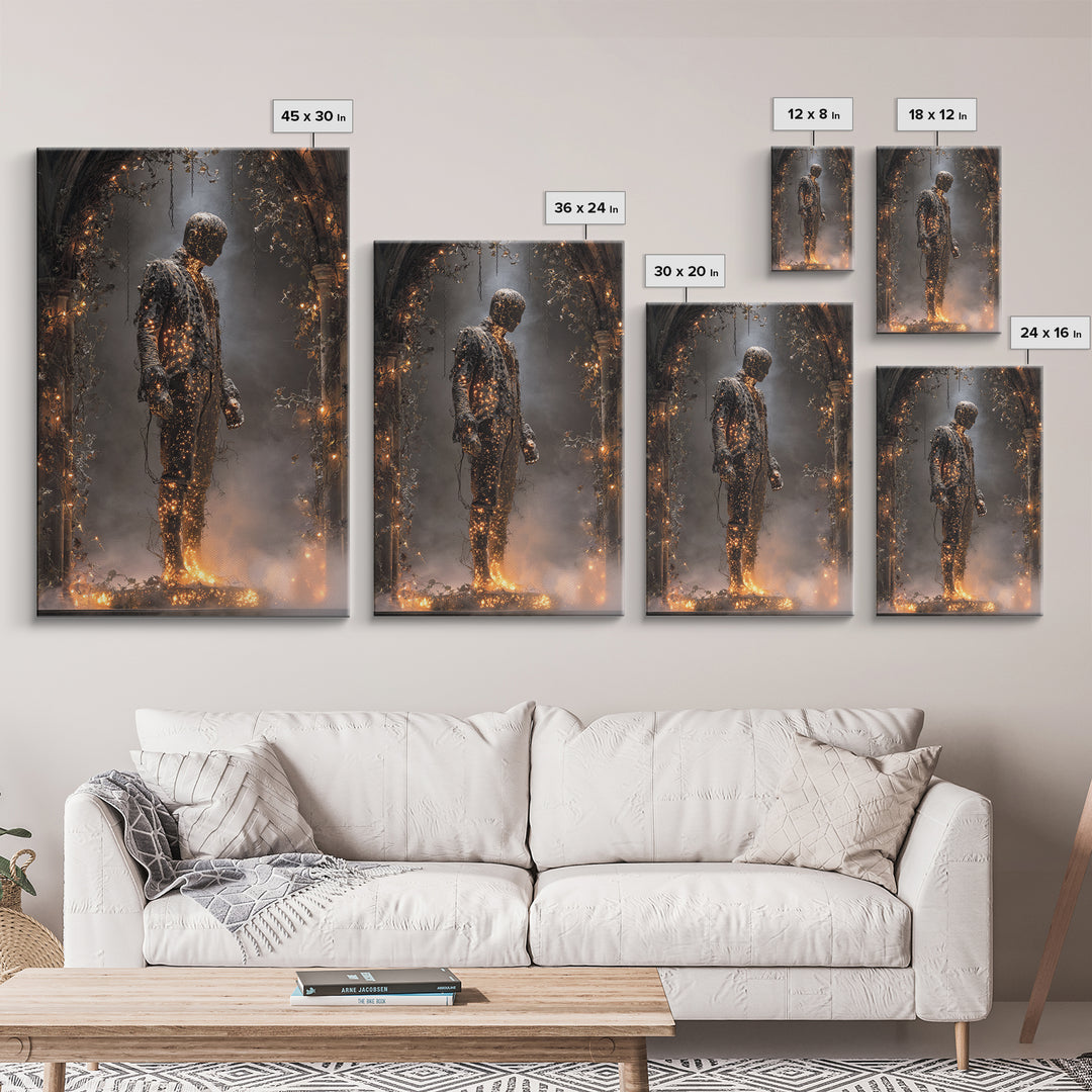 The Candlewax Man, Vertical Wall Art, Gothic Horror Wall Art, Framed Canvas Print, Halloween Wall Decor, Gothic Home Decor
