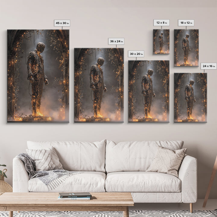 The Candlewax Man, Vertical Wall Art, Gothic Horror Wall Art, Framed Canvas Print, Halloween Wall Decor, Gothic Home Decor