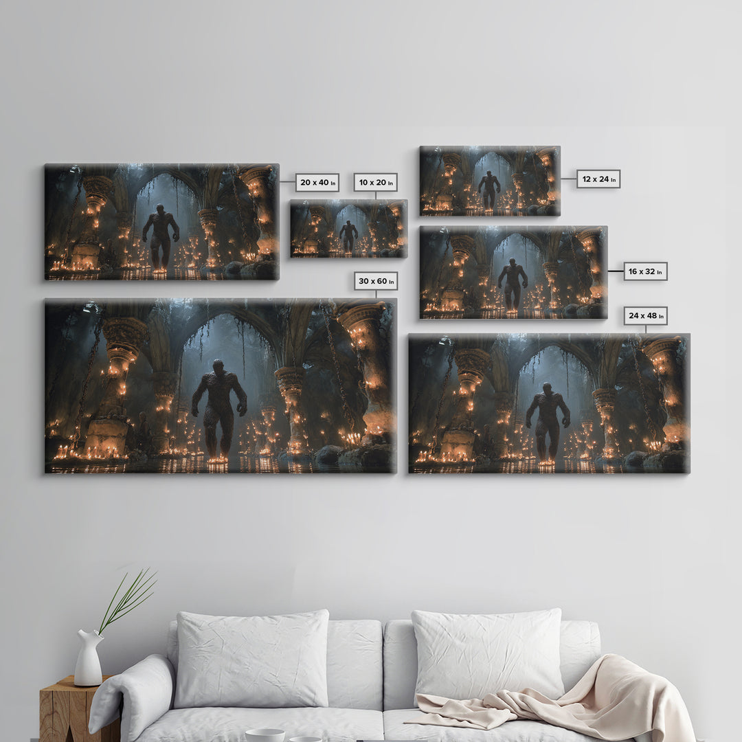 The Candlewax Man, Wide Panoramic Art, Dark Halloween Decor, Canvas Print, Halloween Wall Decor, Gothic Home Decor, Statement Wall Art