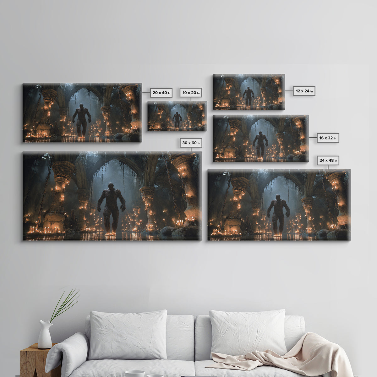 The Candlewax Man, Wide Panoramic Art, Dark Halloween Decor, Canvas Print, Halloween Wall Decor, Gothic Home Decor, Statement Wall Art