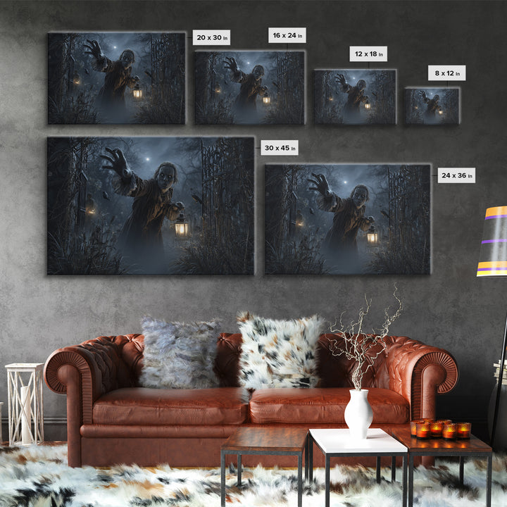 The Mirror Spirit, Landscape Wall Art, Dark Fantasy Wall Art, Canvas Print, Halloween Wall Decor, Gothic Home Decor, Statement Wall Art