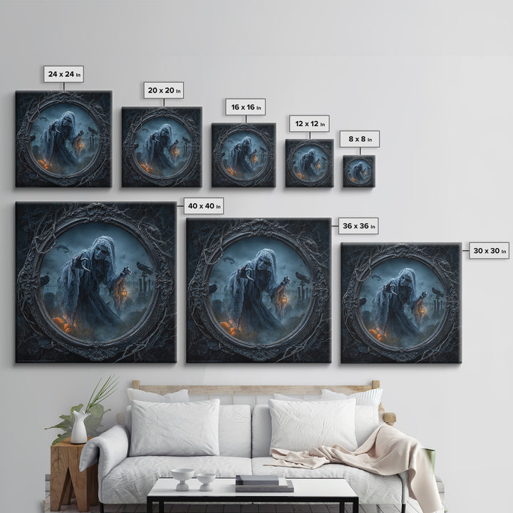The Mirror Spirit, Square Wall Art, Dark Halloween Decor, Canvas Print, Halloween Wall Decor, Gothic Home Decor, Spooky Wall Decor