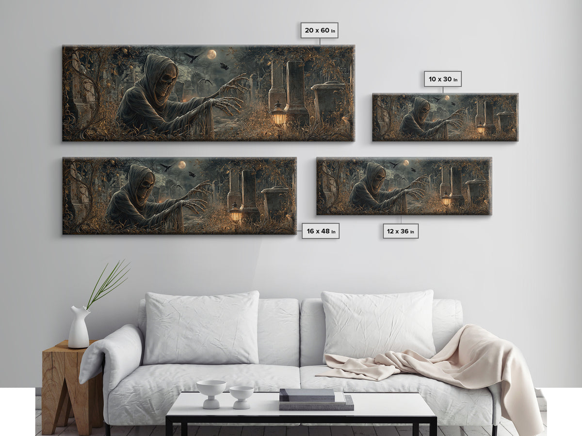 The Mirror Spirit, Extra Wide Wall Art, Dark Halloween Decor, Canvas Print, Halloween Wall Decor, Gothic Home Decor, Dark Fantasy Art