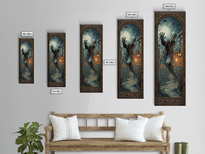 The Mirror Spirit, Tall Narrow Wall Art, Dark Fantasy Wall Art, Canvas Print, Halloween Wall Decor, Gothic Home Decor, Spooky Wall Decor