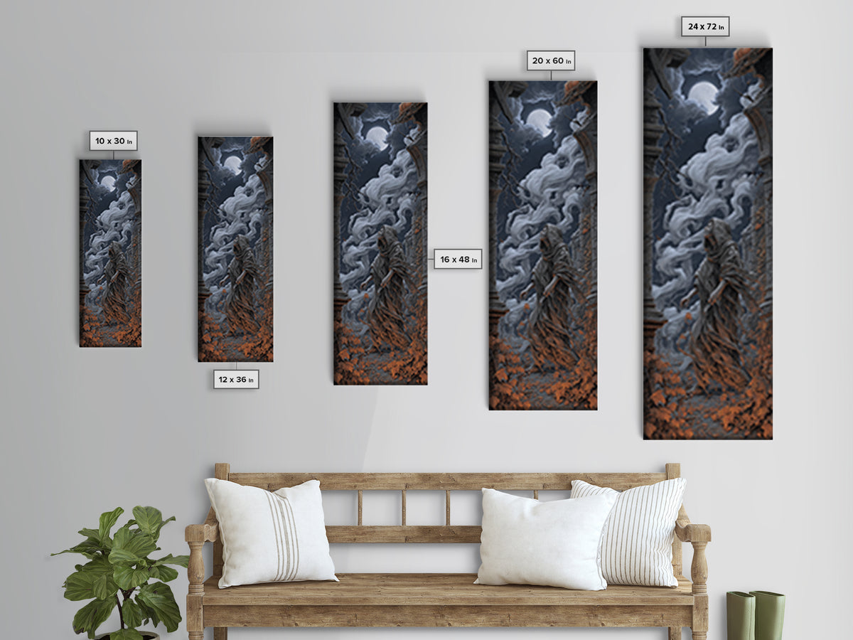 The Attic Whisperer, Tall Narrow Wall Art, Macabre Wall Art, Framed Canvas Print, Halloween Wall Decor, Gothic Home Decor, Horror Wall Art