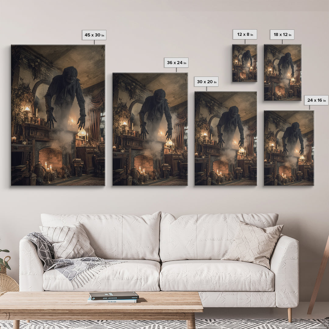 The Chimney Phantom, Vertical Wall Art, Dark Halloween Decor, Canvas Print, Halloween Wall Decor, Gothic Home Decor, Spooky Wall Decor