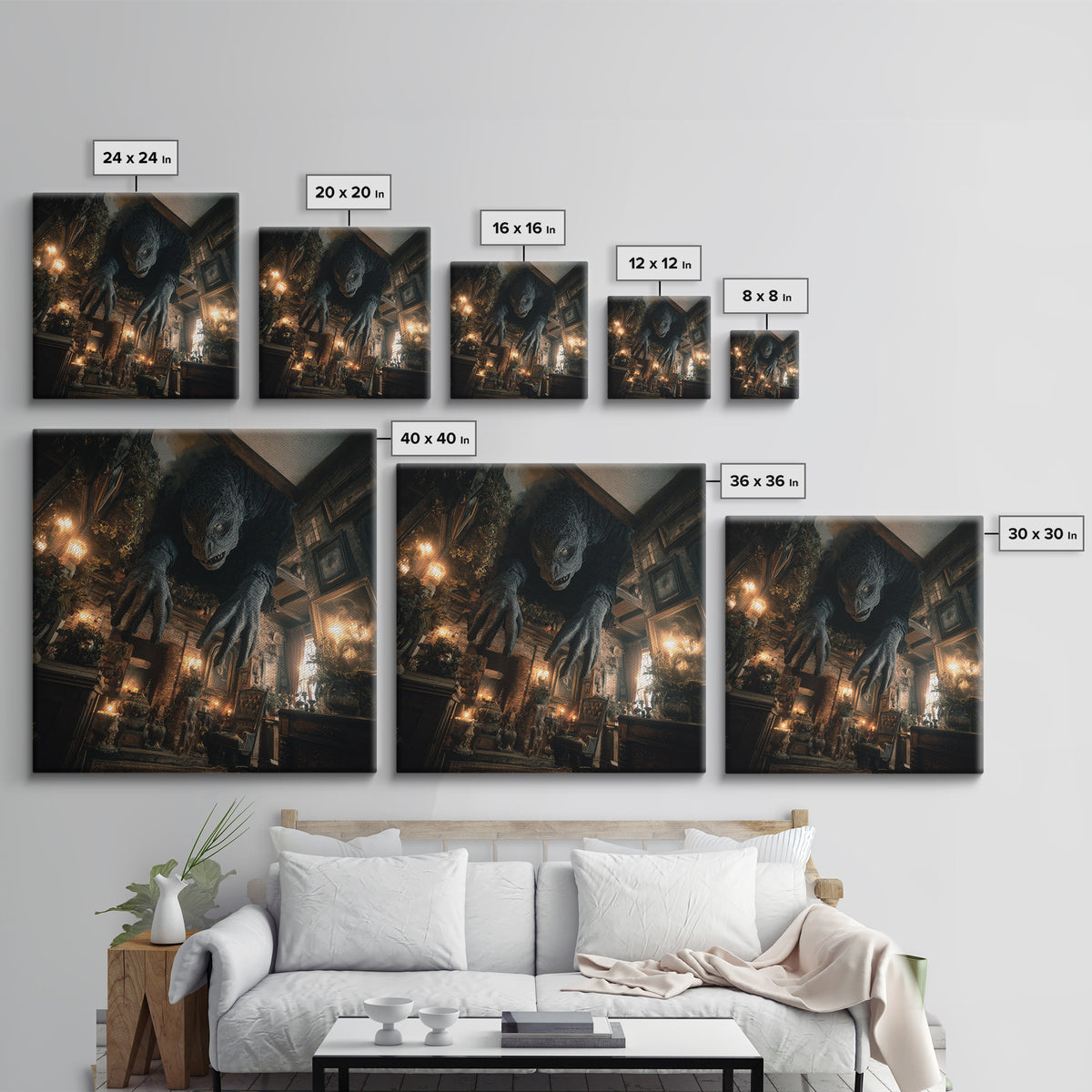 The Chimney Phantom, Square Wall Art, Gothic Horror Wall Art, Framed Canvas Print, Halloween Wall Decor, Gothic Home Decor