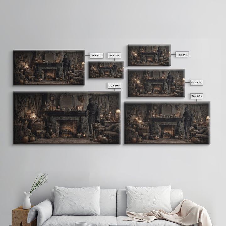 The Chimney Phantom, Wide Panoramic Art, Dark Fantasy Wall Art, Canvas Print, Halloween Wall Decor, Gothic Home Decor, Dark Fantasy Art