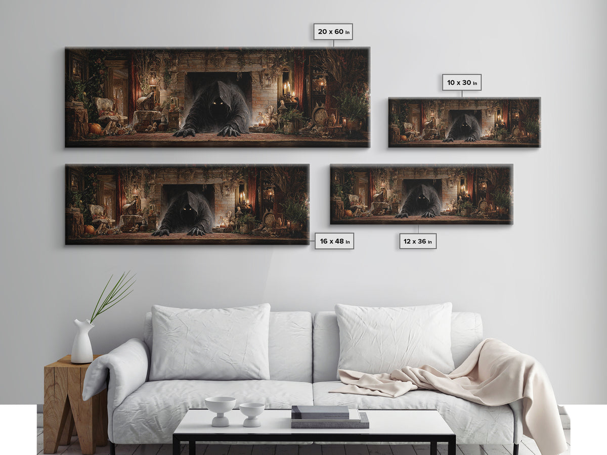The Chimney Phantom, Extra Wide Wall Art, Dark Halloween Decor, Canvas Print, Halloween Wall Decor, Gothic Home Decor, Spooky Wall Decor