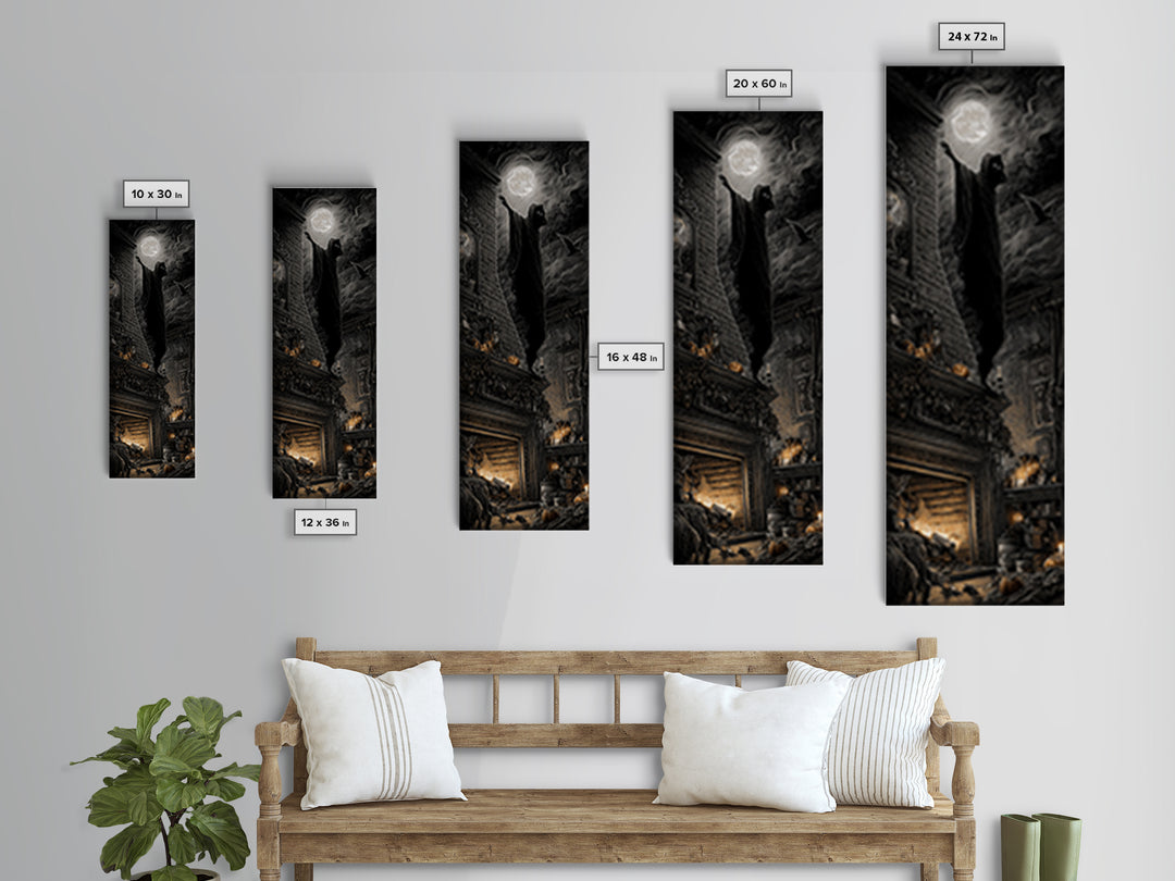 The Chimney Phantom, Tall Narrow Wall Art, Spooky Home Decor, Canvas Print, Halloween Wall Decor, Gothic Home Decor, Spooky Wall Decor