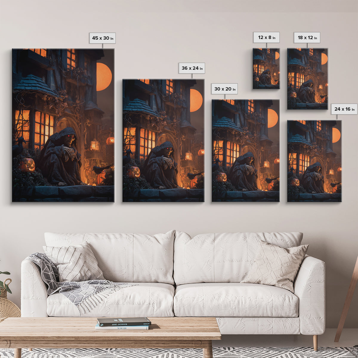 The Red-Eyed Night Hag, Vertical Wall Art, Gothic Horror Wall Art, Framed Canvas Print, Halloween Wall Decor, Gothic Home Decor