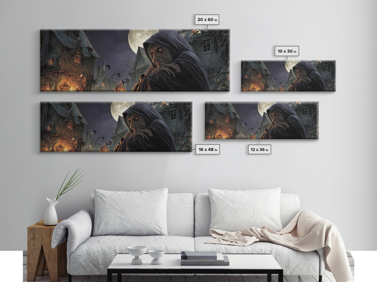 The Red-Eyed Night Hag, Extra Wide Wall Art, Dark Halloween Decor, Canvas Print, Halloween Wall Decor, Gothic Home Decor, Horror Wall Art