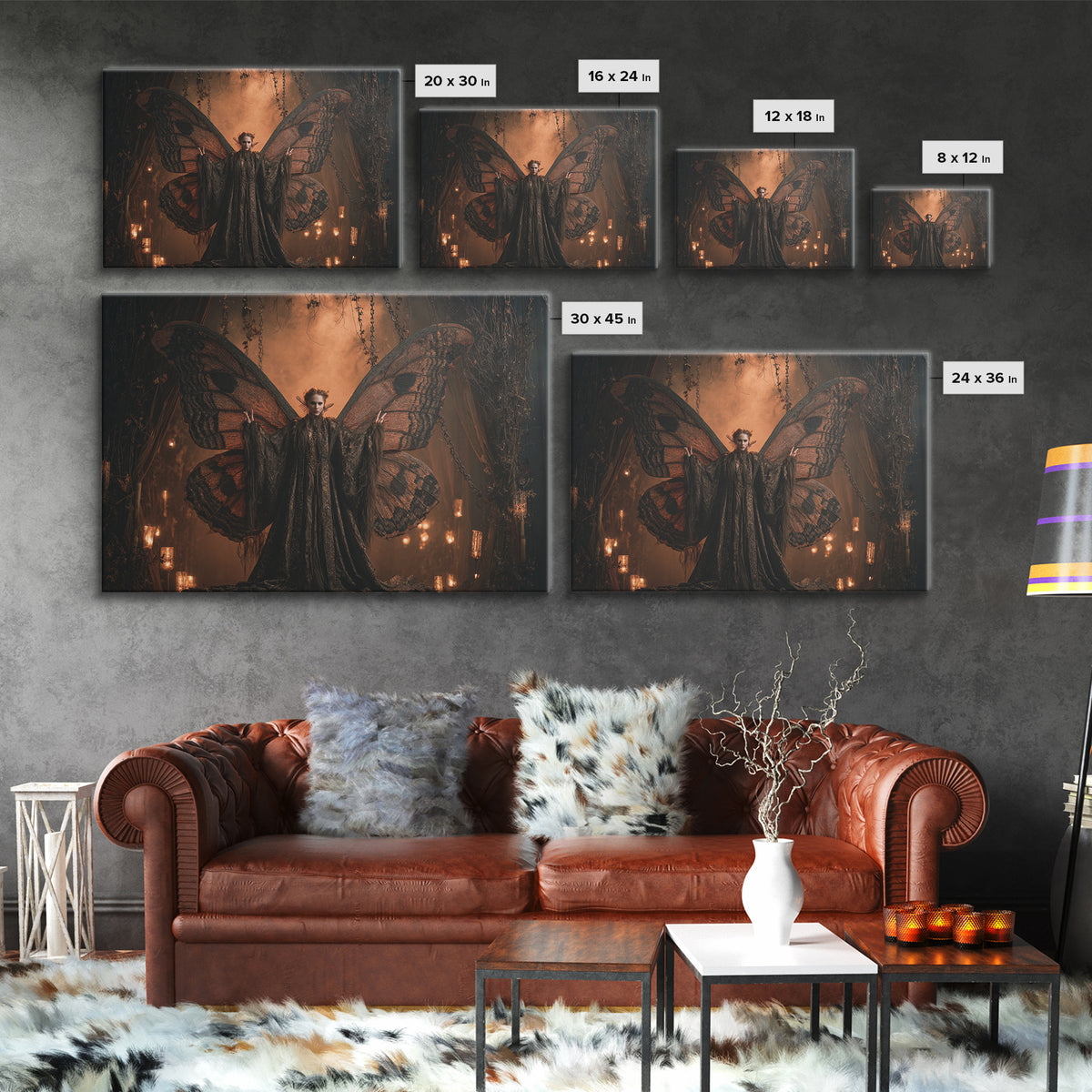 The Velvet Moth Witch, Landscape Wall Art, Spooky Home Decor, Canvas Print, Halloween Wall Decor, Gothic Home Decor, Halloween Wall Art