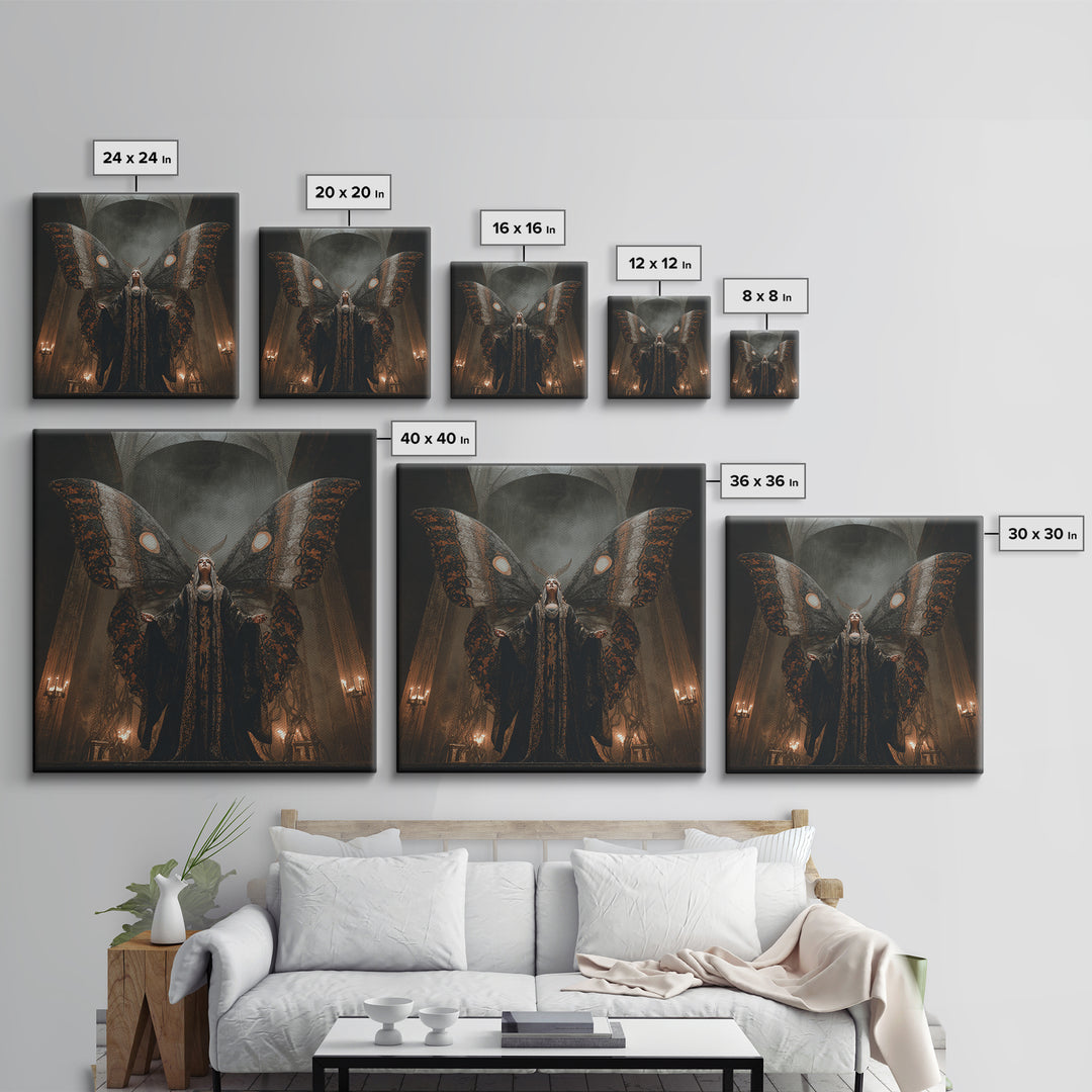 The Velvet Moth Witch, Square Wall Art, Dark Fantasy Wall Art, Canvas Print, Halloween Wall Decor, Gothic Home Decor, Spooky Wall Decor