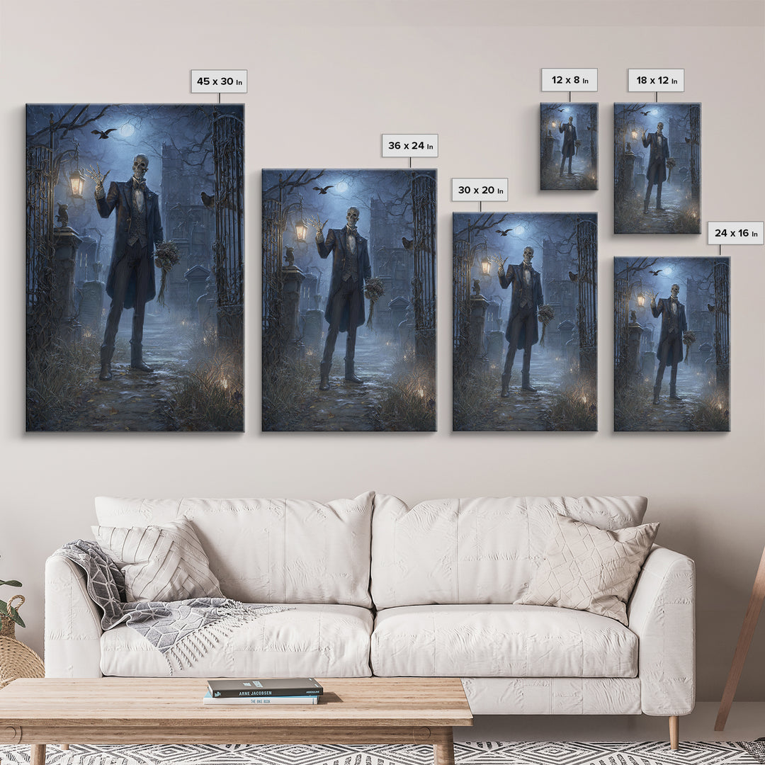 The Ghostly Groom, Vertical Wall Art, Spooky Home Decor, Canvas Print, Halloween Wall Decor, Gothic Home Decor, Dark Fantasy Art
