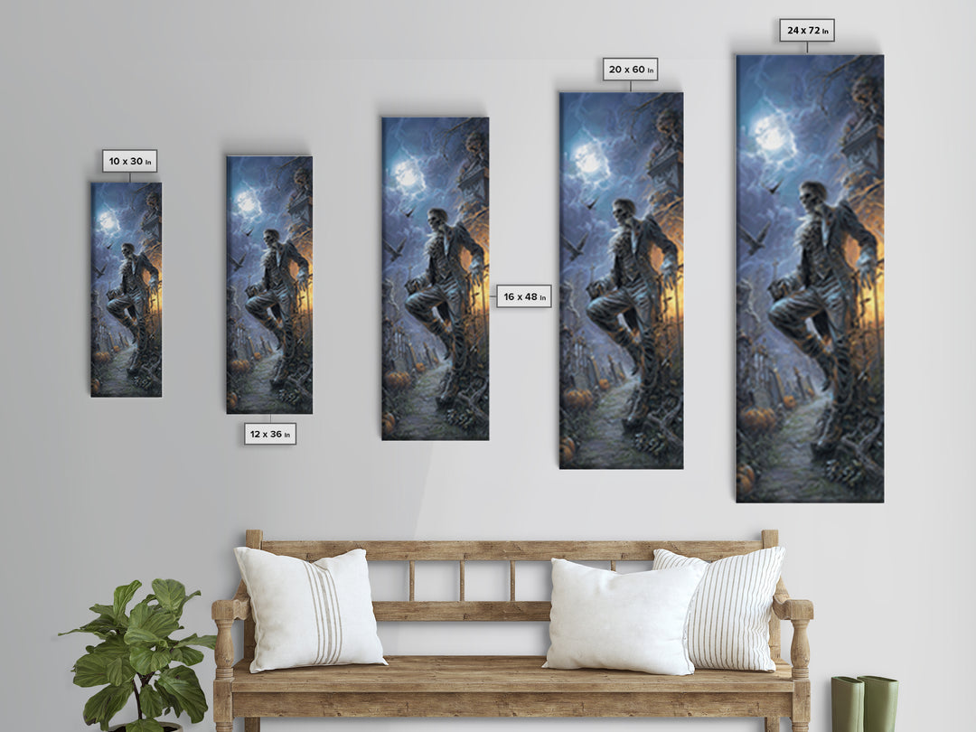 The Ghostly Groom, Tall Narrow Wall Art, Macabre Wall Art, Framed Canvas Print, Halloween Wall Decor, Gothic Home Decor, Seasonal Home Decor