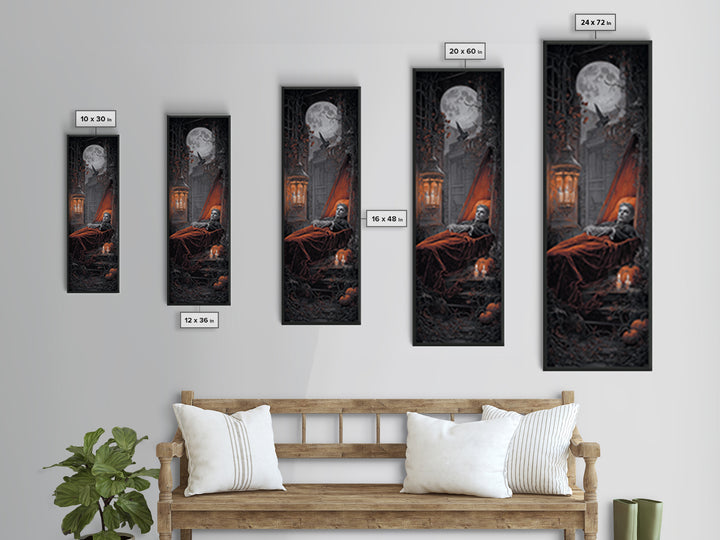The Coffin Sleeper, Tall Narrow Wall Art, Spooky Home Decor, Canvas Print, Halloween Wall Decor, Gothic Home Decor, Spooky Wall Decor