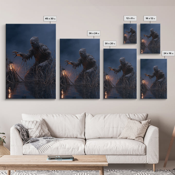 The Bog Mummy, Vertical Wall Art, Haunted Gothic Art, Framed Canvas Print, Halloween Wall Decor, Gothic Home Decor, Horror Wall Art