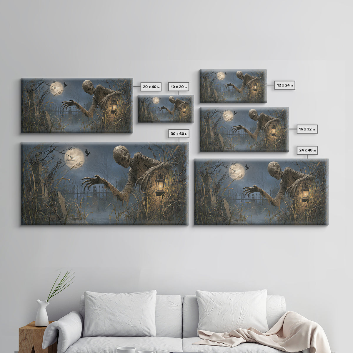 The Bog Mummy, Wide Panoramic Art, Dark Fantasy Wall Art, Canvas Print, Halloween Wall Decor, Gothic Home Decor, Dark Fantasy Art